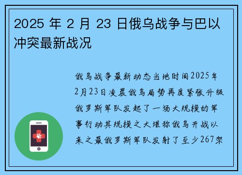 2025 年 2 月 23 日俄乌战争与巴以冲突最新战况