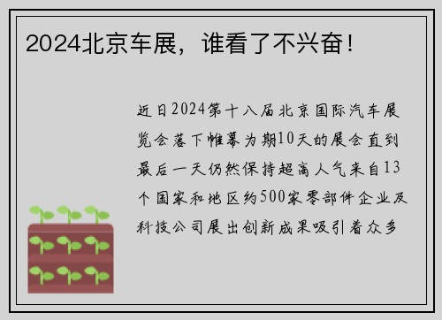 2024北京车展，谁看了不兴奋！