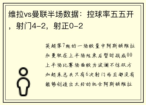 维拉vs曼联半场数据：控球率五五开，射门4-2，射正0-2
